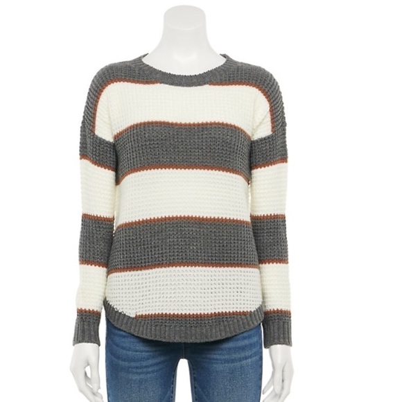 SO XXL cream brown gray pullover sweater with rounded hem - Picture 9 of 14